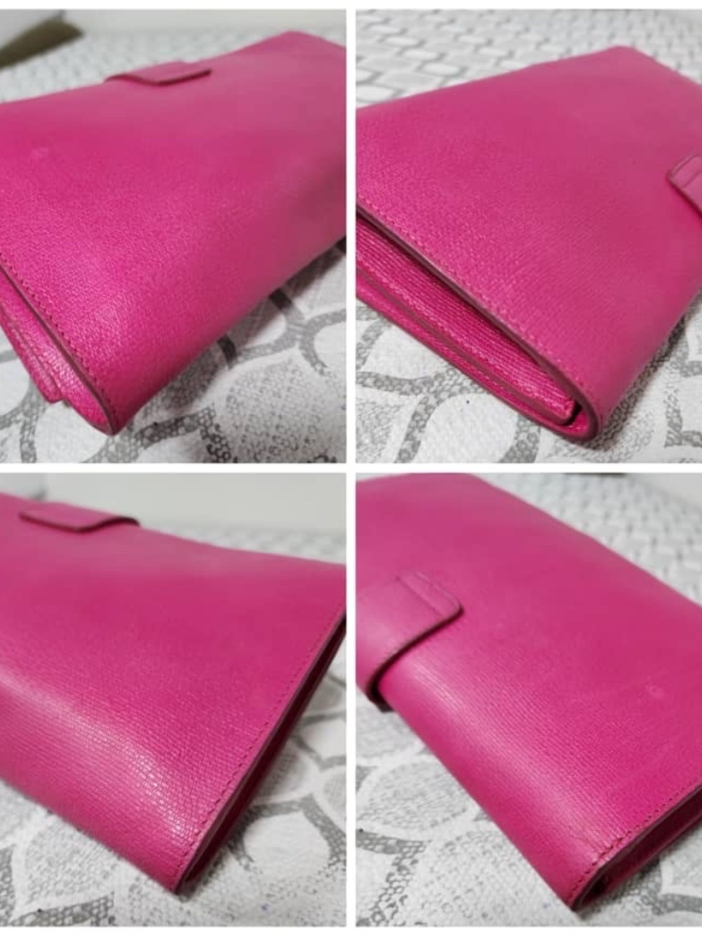 Authentic YVES SAINT LAURENT Calfskin Leather Ligne Y Clutch Bag Pink - Picture 11 of 14